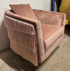 Casa Padrino Sillón Giratorio de Lujo en Terciopelo Rosa y Oro Mate, 84 x 82 x 74 cm, Muebles de Salón