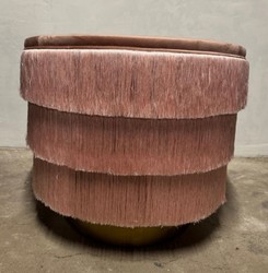 Casa Padrino Sillón Giratorio de Lujo en Terciopelo Rosa y Oro Mate, 84 x 82 x 74 cm, Muebles de Salón