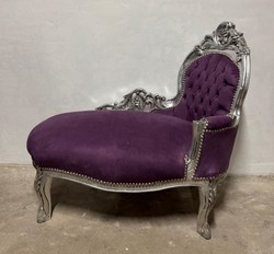 Casa Padrino Chaise Longue Barroca Infantil Púrpura / Plata - Muebles de Lujo para Dormitorio - 101 x 51 x H. 93 cm