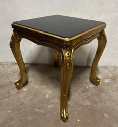 Casa Padrino Mesa Auxiliar Barroca de Lujo, Oro Antiguo / Negro, 50 x 50 x 55 cm