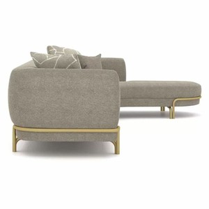 Casa Padrino Luxus Ecksofa Grau / Messing 390 cm - Wohnzimmer & Hotel Möbel