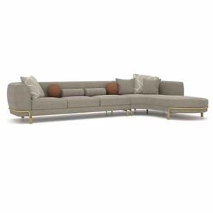 Casa Padrino Luxus Ecksofa Grau / Messing 390 cm - Wohnzimmer & Hotel Möbel