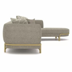 Luxus Wohnzimmer Hotel Ecksofa Grau Messing