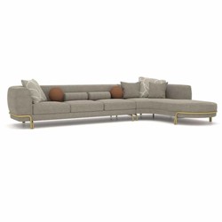 Luxus Wohnzimmer Hotel Ecksofa Grau Messing