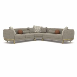 Luxus Wohnzimmer Hotel Ecksofa Grau Messing