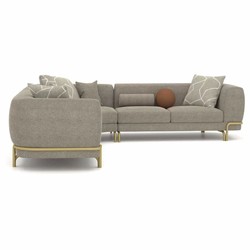 Luxus Wohnzimmer Hotel Ecksofa Grau Messing