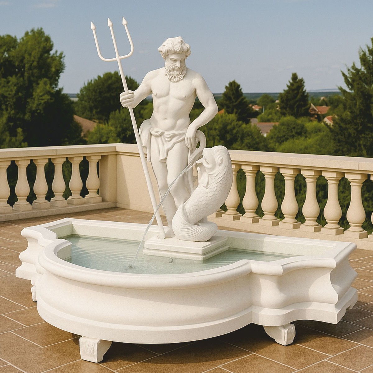 Casa Padrino Fontaine Baroque Blanc 138 x 88 x H. 107 cm - Fabriqué en Italie Casa Padrino Fontaine Baroque Blanc 138 x 88 x H. 107 cm - Fabriqué en Italie