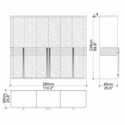 Casa Padrino Luxury Bedroom Cabinet Brown / Dark Brown / Brass 280 x 65 x H. 228 cm