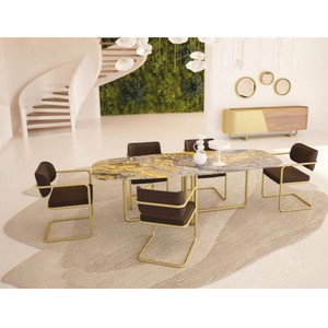 Casa Padrino Luxus Sideboard mit 4 Türen Gelb / Braun / Messing 235 cm - Hotel Möbel