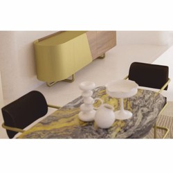 Luxus Sideboard mit 4 Türen Gelb Braun Messing