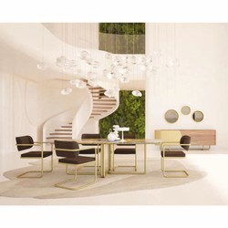 Luxus Sideboard mit 4 Türen Gelb Braun Messing
