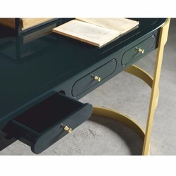 Casa Padrino scrivania di lusso con 3 cassetti nero / oro 150 cm - Mobili per ufficio