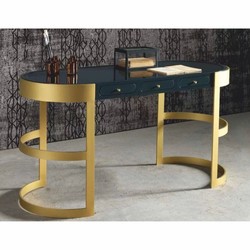 Casa Padrino scrivania di lusso con 3 cassetti nero / oro 150 cm - Mobili per ufficio