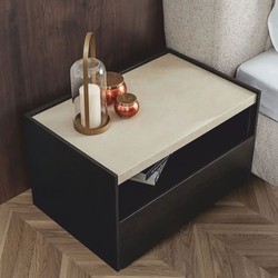 Casa Padrino table de chevet de luxe marron foncé / crème / laiton - Meubles de chambre et d'hôtel
