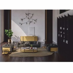Luxus Sideboard mit 4 Türen Naturfarben Schwarz Messing