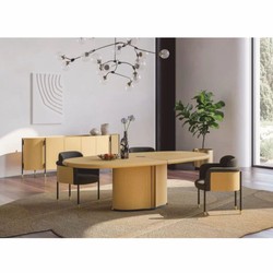 Luxus Sideboard mit 4 Türen Naturfarben Schwarz Messing