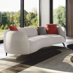 Casa Padrino sofá curvo de lujo gris claro / negro 240 cm - Muebles de lujo para salones y hoteles