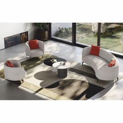 Casa Padrino sofá curvo de lujo gris claro / negro 240 cm - Muebles de lujo para salones y hoteles