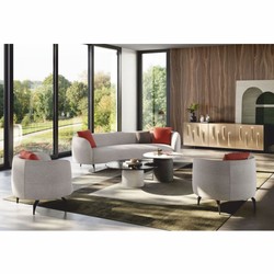 Casa Padrino sofá curvo de lujo gris claro / negro 240 cm - Muebles de lujo para salones y hoteles