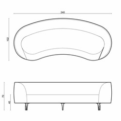 Casa Padrino sofá curvo de lujo gris claro / negro 240 cm - Muebles de lujo para salones y hoteles