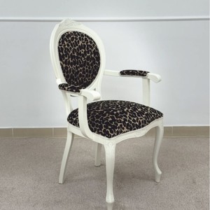 Casa Padrino sedia da pranzo barocco di lusso con braccioli leopardo / bianco - Mobili barocchi