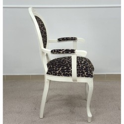 Casa Padrino sedia da pranzo barocco di lusso con braccioli leopardo / bianco - Mobili barocchi