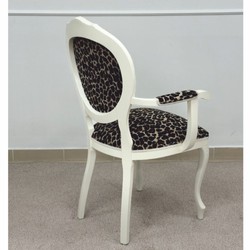 Casa Padrino sedia da pranzo barocco di lusso con braccioli leopardo / bianco - Mobili barocchi