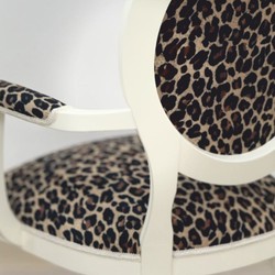 Casa Padrino sedia da pranzo barocco di lusso con braccioli leopardo / bianco - Mobili barocchi