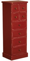 Casa Padrino cassettone in legno massello stile country shabby chic con 8 cassetti rosso antico A. 122 cm