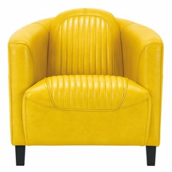 Luxus Leder Echtleder Wohnzimmer Sessel Gelb Schwarz