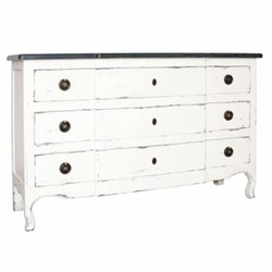Casa Padrino cómoda de estilo campestre shabby chic con 3 cajones blanco antiguo / negro 130 cm