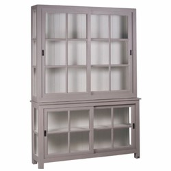 Casa Padrino vitrine de style campagnard avec 4 portes coulissantes gris / gris clair 150 x 40 x H. 220 cm