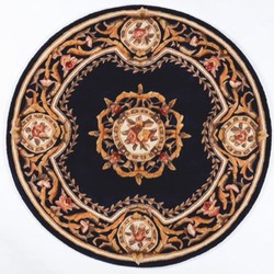 Runder Luxus Barock Wohnzimmer Teppich Schwarz Beige