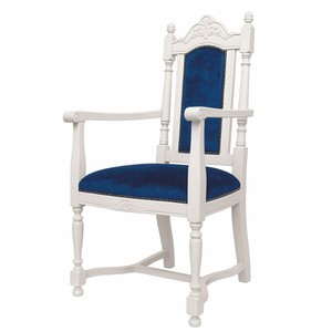 Casa Padrino sedia da pranzo barocco di lusso con braccioli blu reale / bianco - Mobili barocchi