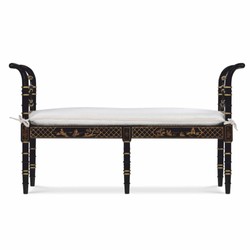Casa Padrino Luxury Baroque Bench in Chinese Style Black / Gold / White 135 cm - Baroque Furniture