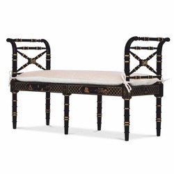Casa Padrino Luxury Baroque Bench in Chinese Style Black / Gold / White 135 cm - Baroque Furniture