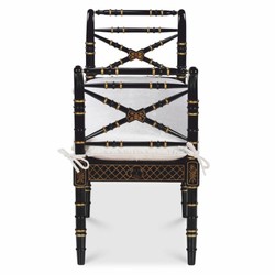 Casa Padrino Luxury Baroque Bench in Chinese Style Black / Gold / White 135 cm - Baroque Furniture