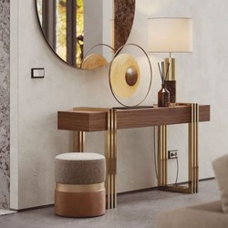Casa Padrino Sgabello di Lusso Bianco / Grigio / Ottone / Marrone Ø 40 x A. 45 cm - Mobili per hotel