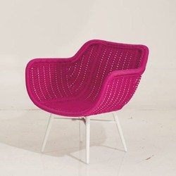 Casa Padrino Luxury Garden Armchair Pink / White - Luxury Garden & Patio Furniture