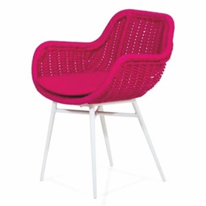 Casa Padrino silla de jardín de lujo con reposabrazos rosa / blanco - Muebles de jardín