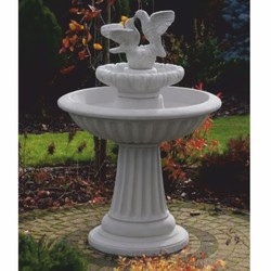 Jugendstil Springbrunnen Gartenbrunnen 2 Tauben Grau
