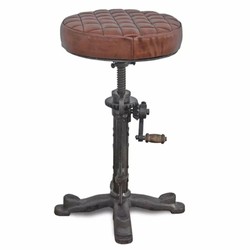 Casa Padrino Industrial Style Stool Black / Brown H. 50 cm - Industrial Style Furniture