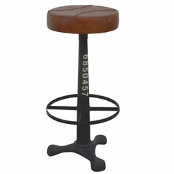 Casa Padrino Industrial Style Stool Black / Brown H. 60 cm - Industrial Style Furniture