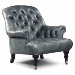 Casa Padrino fauteuil Chesterfield de luxe en cuir véritable gris / marron foncé / laiton H. 89 cm