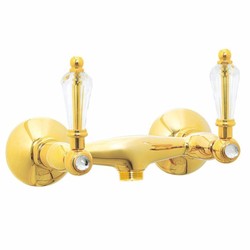 Luxus Jugendstil Aufputz Brausebatterie mit Kristallglas Gold