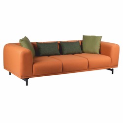 Casa Padrino sofá de lujo naranja / negro 240 cm - Interior de salón y hotel