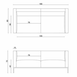 Casa Padrino canapé de luxe gris / noir 180 cm - Meubles de salon et d'hôtel