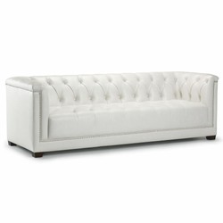 Casa Padrino Luxury Chesterfield Genuine Leather Sofa White 233 cm - Leather Furniture
