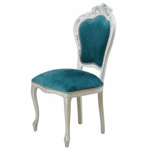 Prunkvoller Luxus Barock Esszimmer Stuhl Türkis Weiß