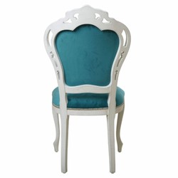 Prunkvoller Luxus Barock Esszimmer Stuhl Türkis Weiß